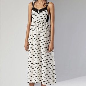 THAKOON Sleeveless Spaghetti Strap with Tie Sundress in Half Moon Print SZ 6